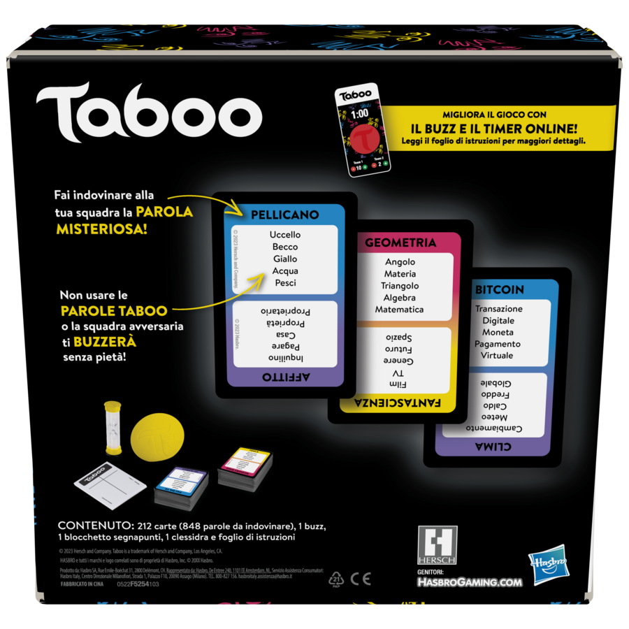 Hasbro Gaming Taboo, gioco da tavolo, giochi con parole da