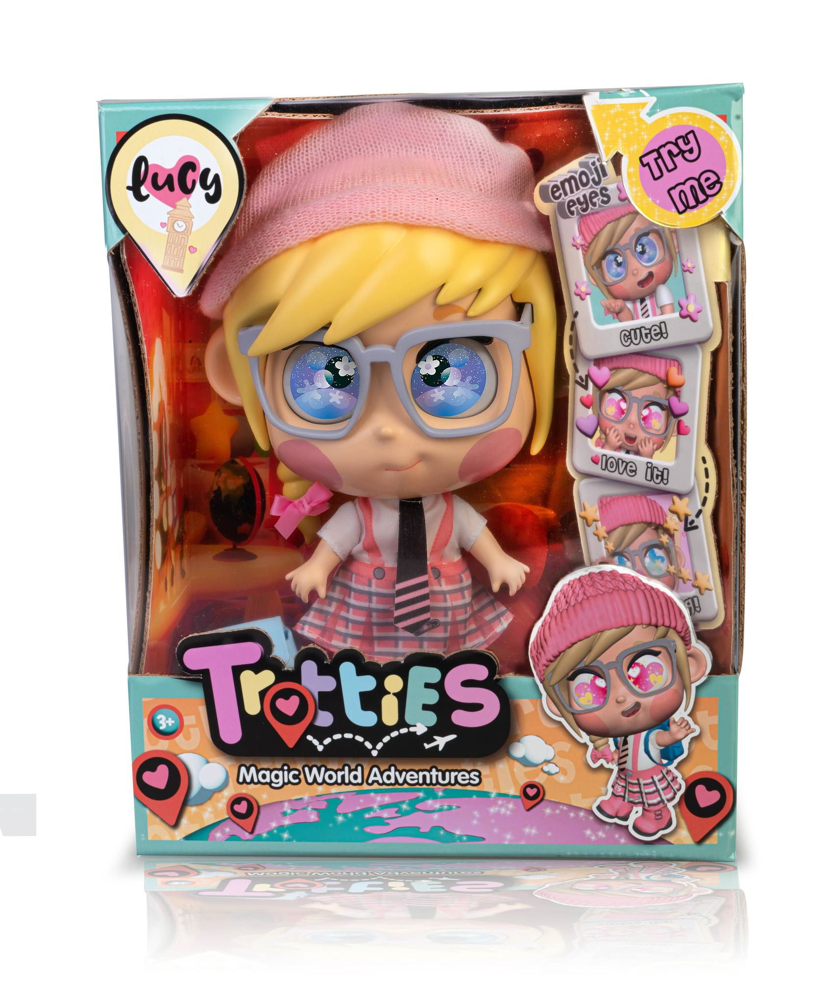 Trottie lucy, bambola 25 cm, con occhi con emoji che cambiano espressione - 