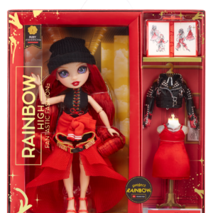 Rainbow high fantastic fashion doll - ruby anderson - bambola fashion rossa e set da gioco con 2 abiti e accessori alla moda - Rainbow High