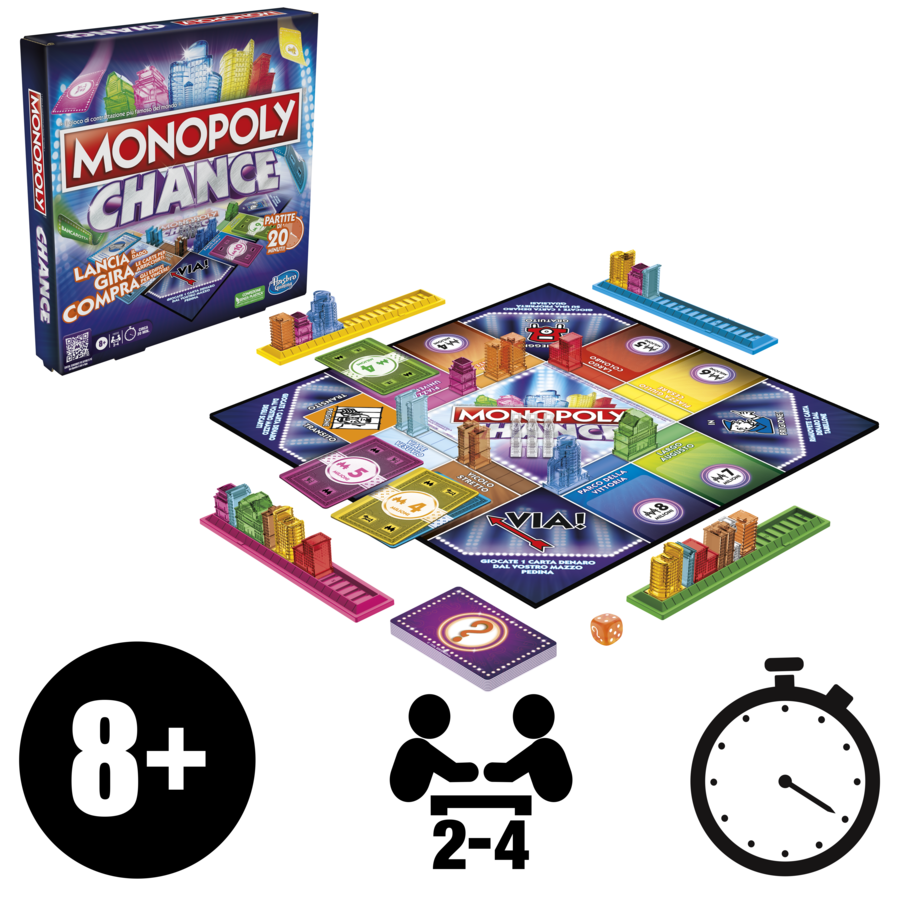 Monopoly chance - gioco da tavolo, gioco monopoly veloce, 20 min. circa,  dagli 8 anni in su - Toys Center