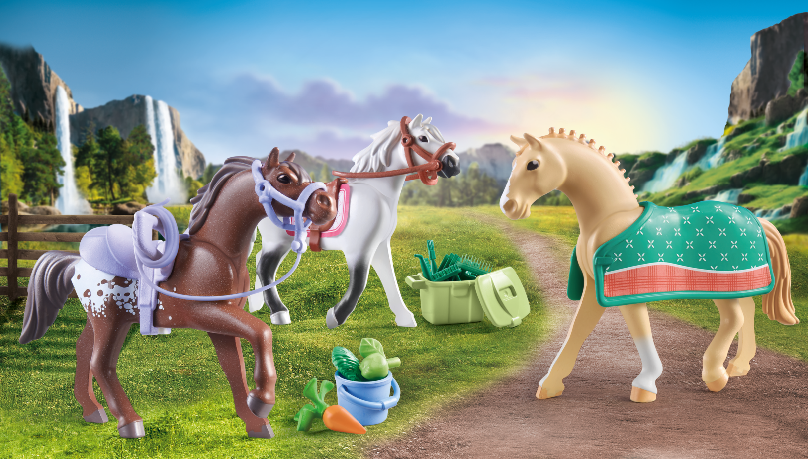 Playmobil 71356 set 3 cavalli con selle per bambini dai 4 anni in su - Playmobil