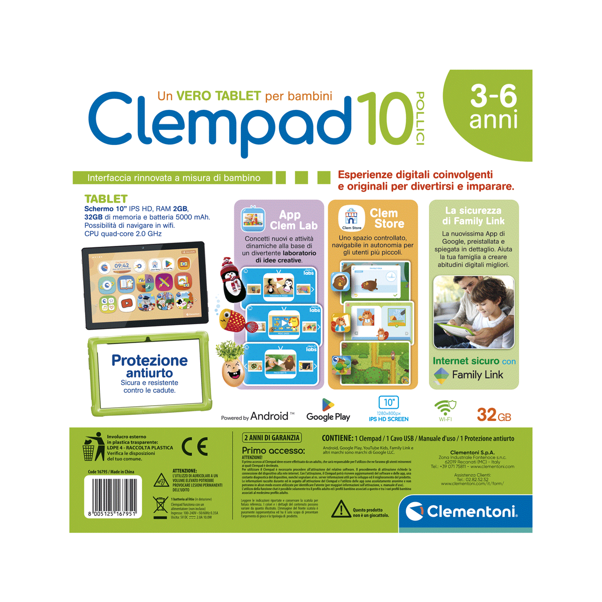 Clementoni - clempad 10' - tablet educativo 3-6 anni - 
