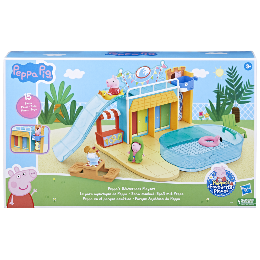 Peppa pig, playset acquapark, playset con 15 pezzi, giocattoli per l'età prescolare - PEPPA PIG