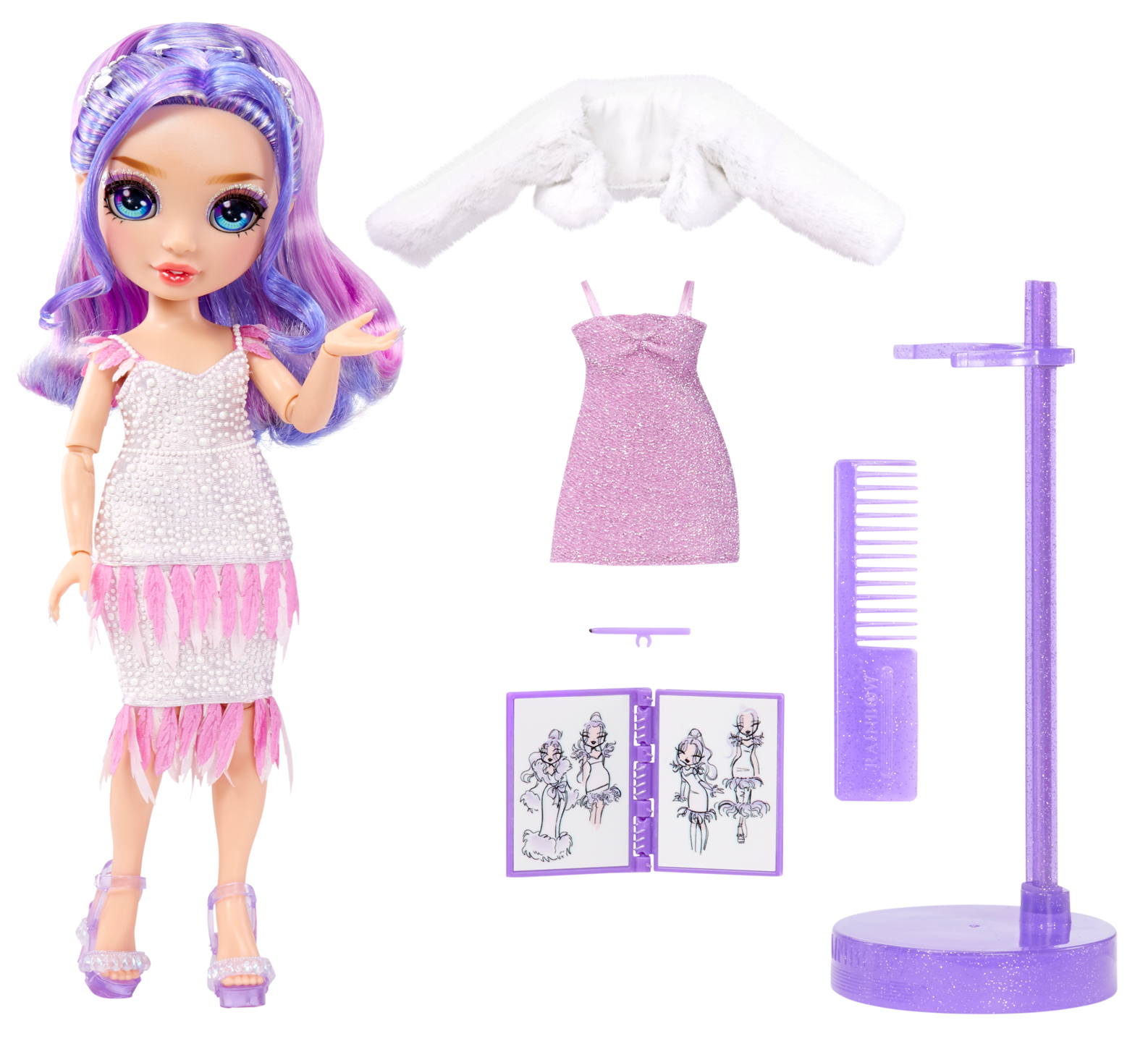 Rainbow high fantastic fashion doll – violet willow - bambola fashion rossa e set da gioco con 2 abiti e accessori alla moda - Rainbow High