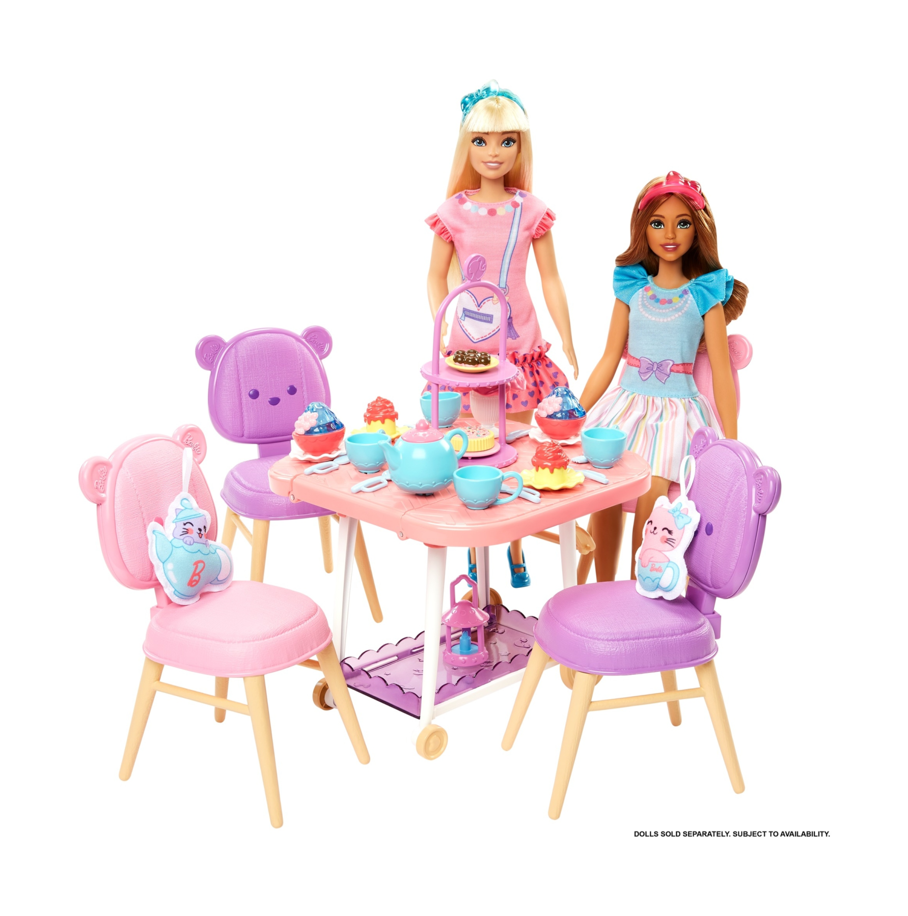 Barbie - la mia prima barbie, set servizio da tè, playset con 18+ accessori e due gattini di peluche inclusi, 3+ anni, hmm65 - Barbie