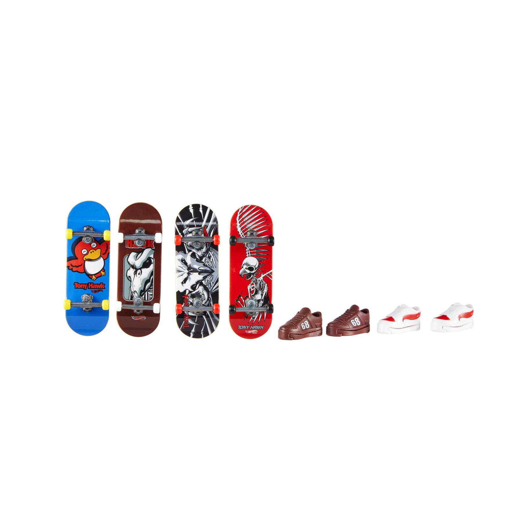 Hot wheels skate - multi-pack assortimento tony hawk, set con 4 fingerboard assemblate e 2 paia di scarpe da skate rimovibili e in stili diversi, 5+ anni, hgt84 - Hot Wheels