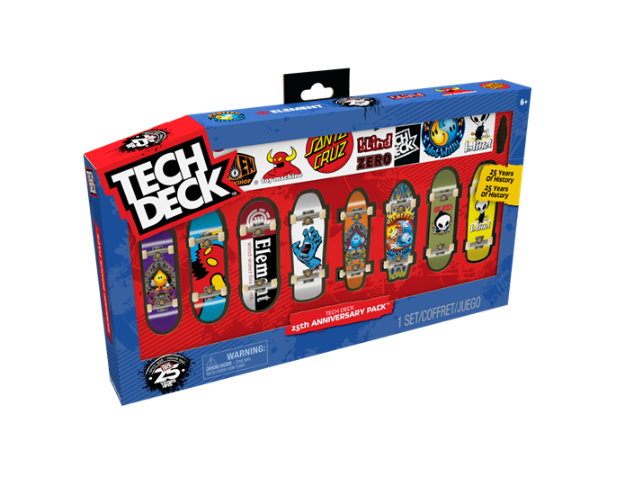 Tech deck, confezione da 8 fingerboard del 25° anniversario, mini skateboard da collezione, giocattoli per bambini da 6 anni in su - TECH DECK