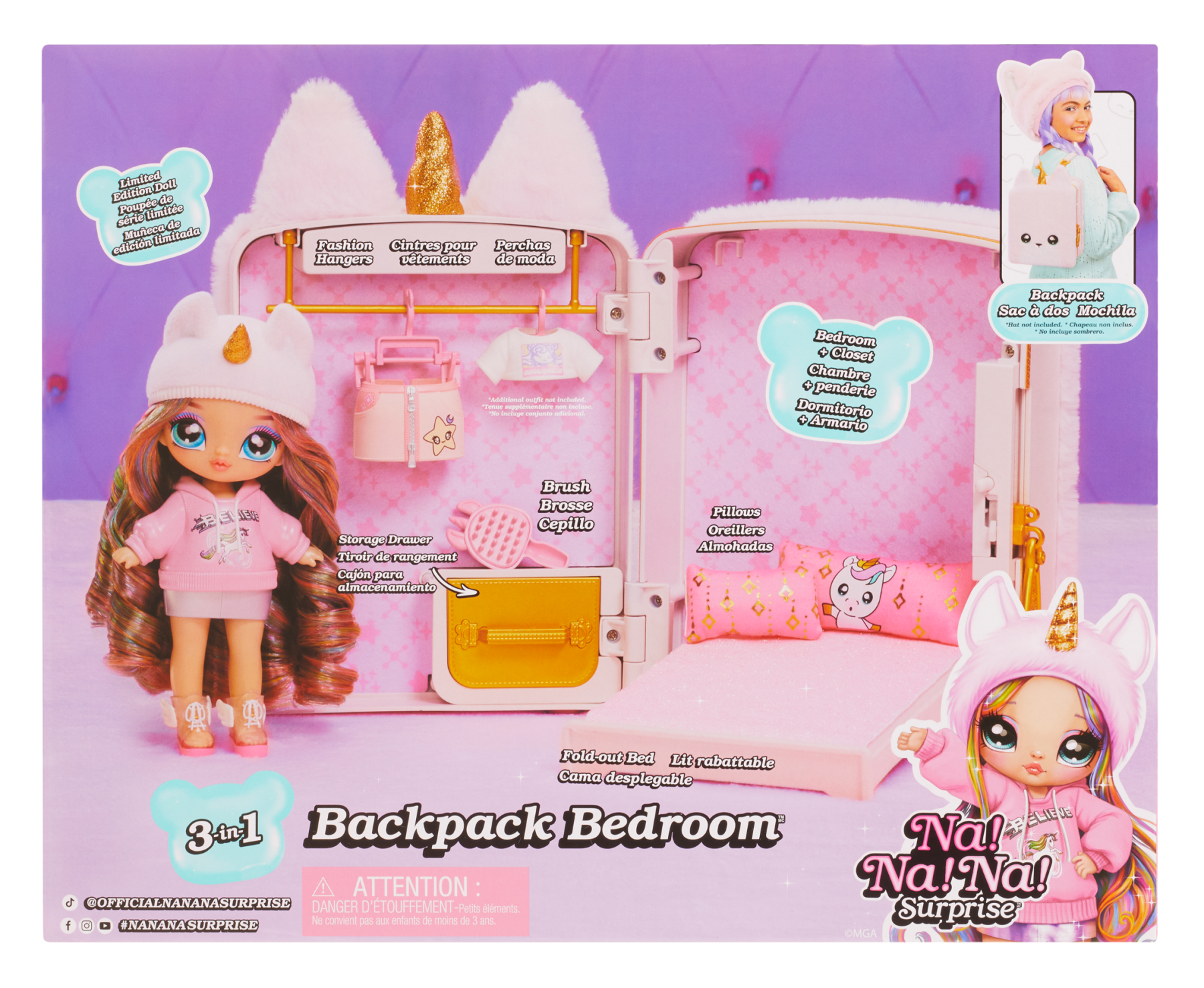 Na! na! na! surprise 3-in-1 backpack bedroom playset unicorno - NA! NA! NA! SURPRISE