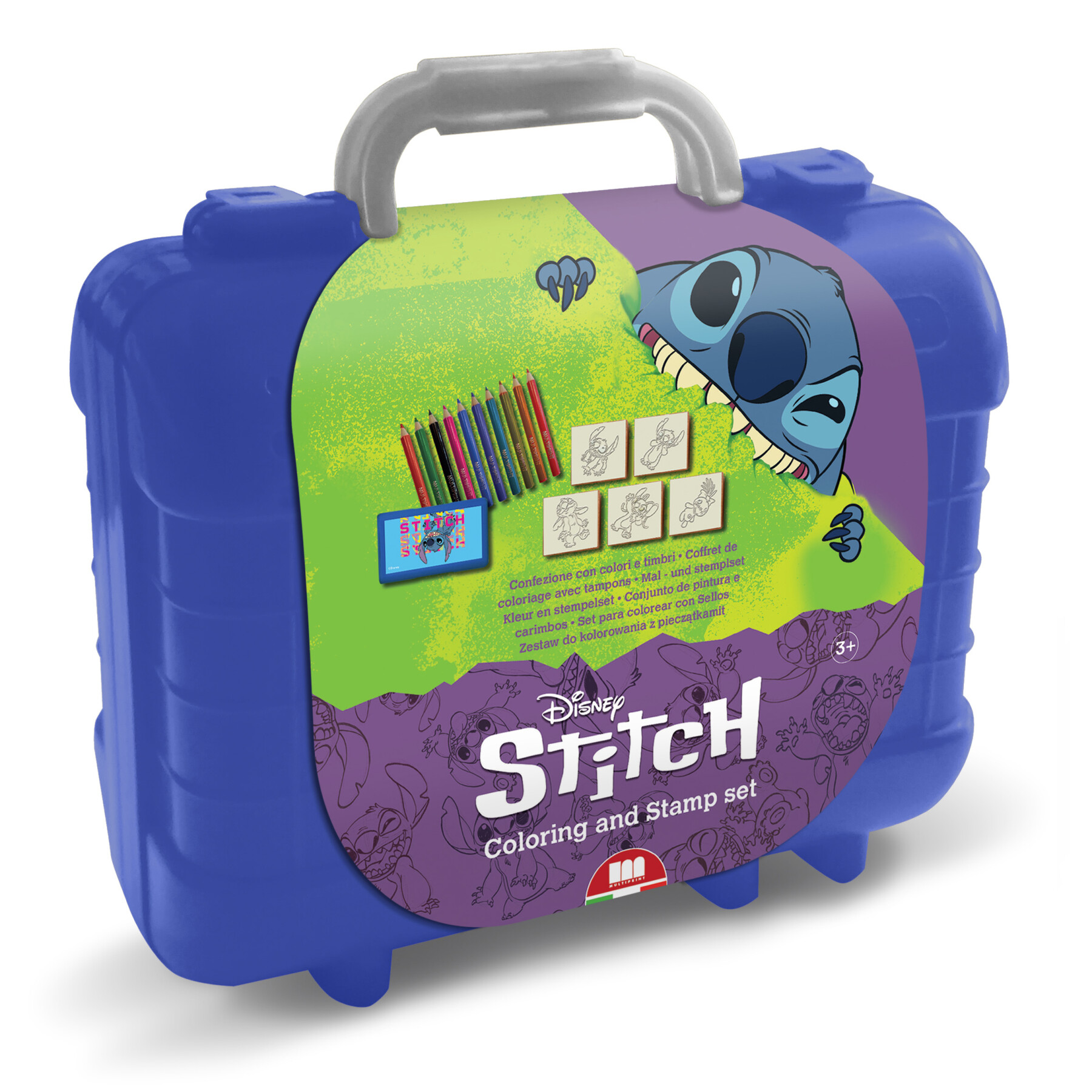 Multiprint - travel stitch - coloring set con timbri e colori - Toys Center