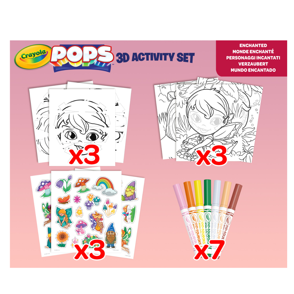 Crayola pops 3d activity set fatina e animali fantastici - colora e crea disegni tridimensionali - CRAYOLA