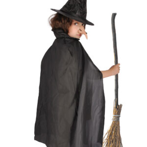 Kit travestimento halloween strega con mantello cappello e naso - 