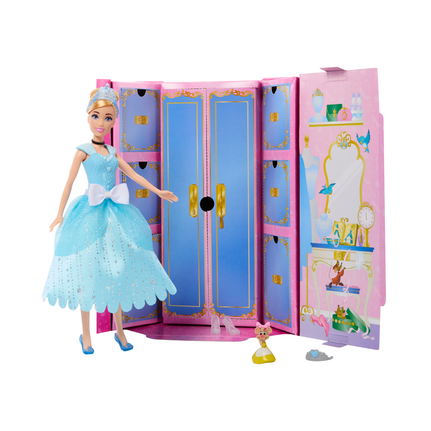 Disney princess - cenerentola royal fashion reveal, bambola con mini personaggio, 12 abiti e accessori a sorpresa inclusi, ispirati ai film disney, 3+ anni, hmk53 - DISNEY PRINCESS