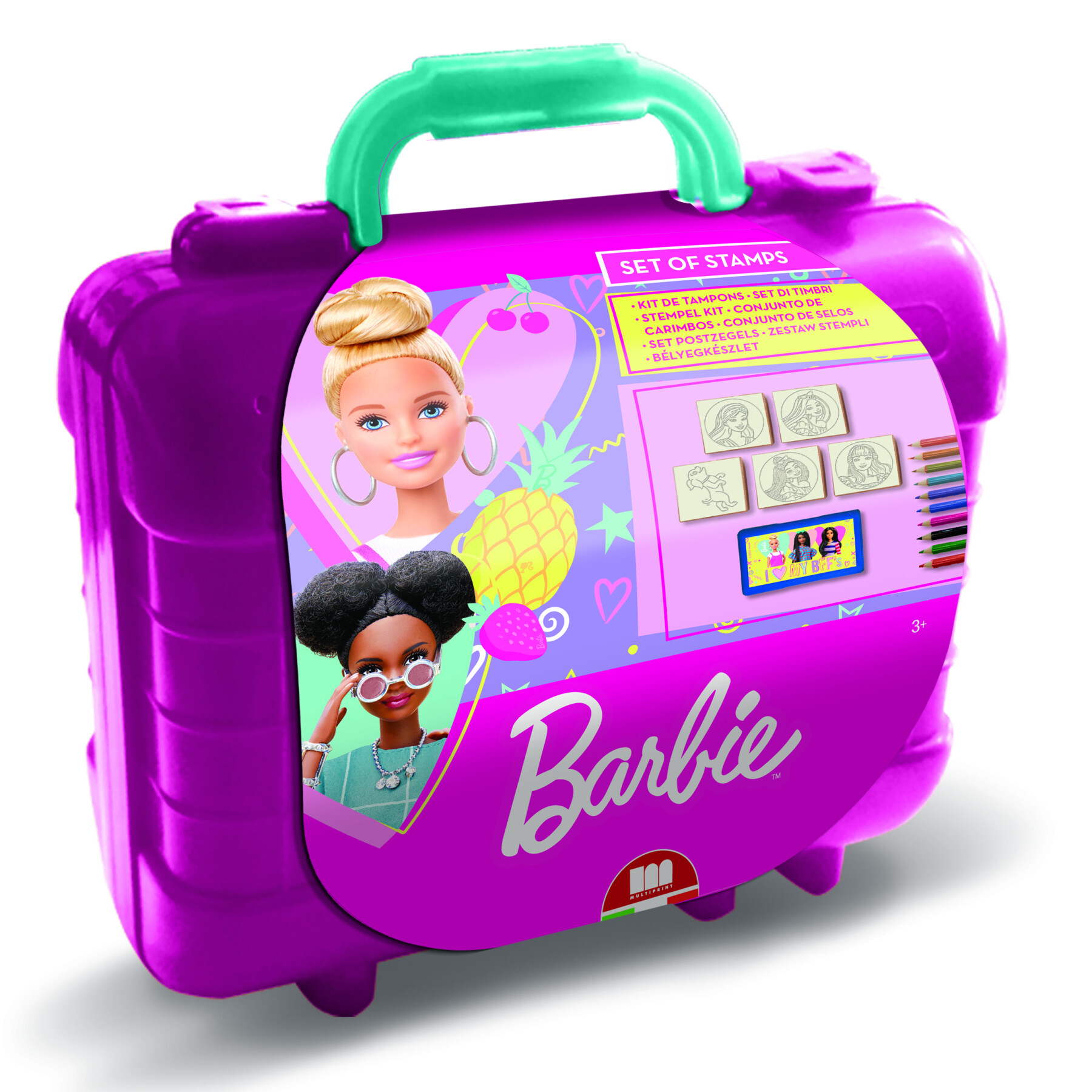 Multiprint - travel barbie - coloring set con timbri e colori - Barbie