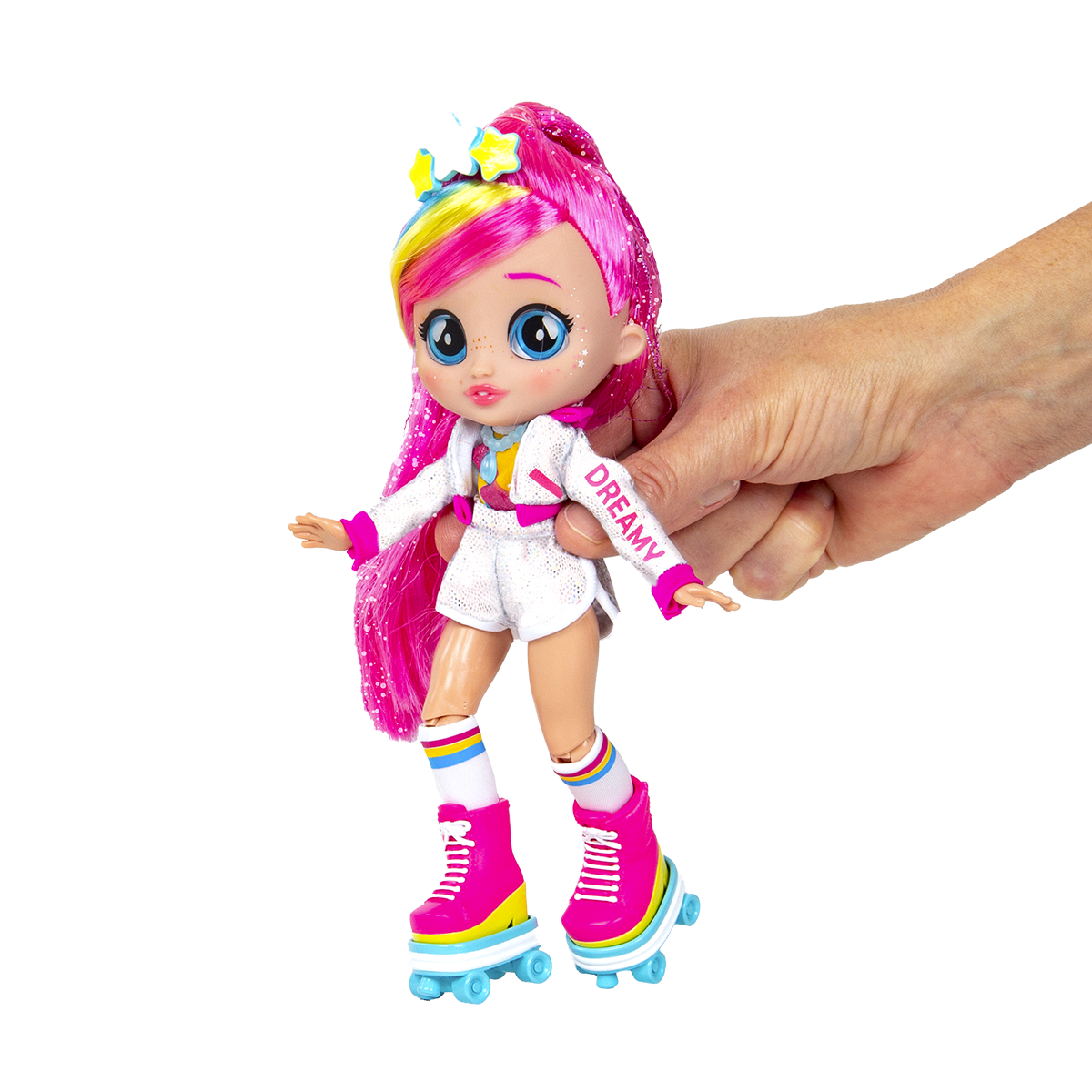 Bff talents dreamy & rym, bambola con accessori alla moda e unicorno con criniera arcobaleno e corno che si illumina e suona - CRY BABIES