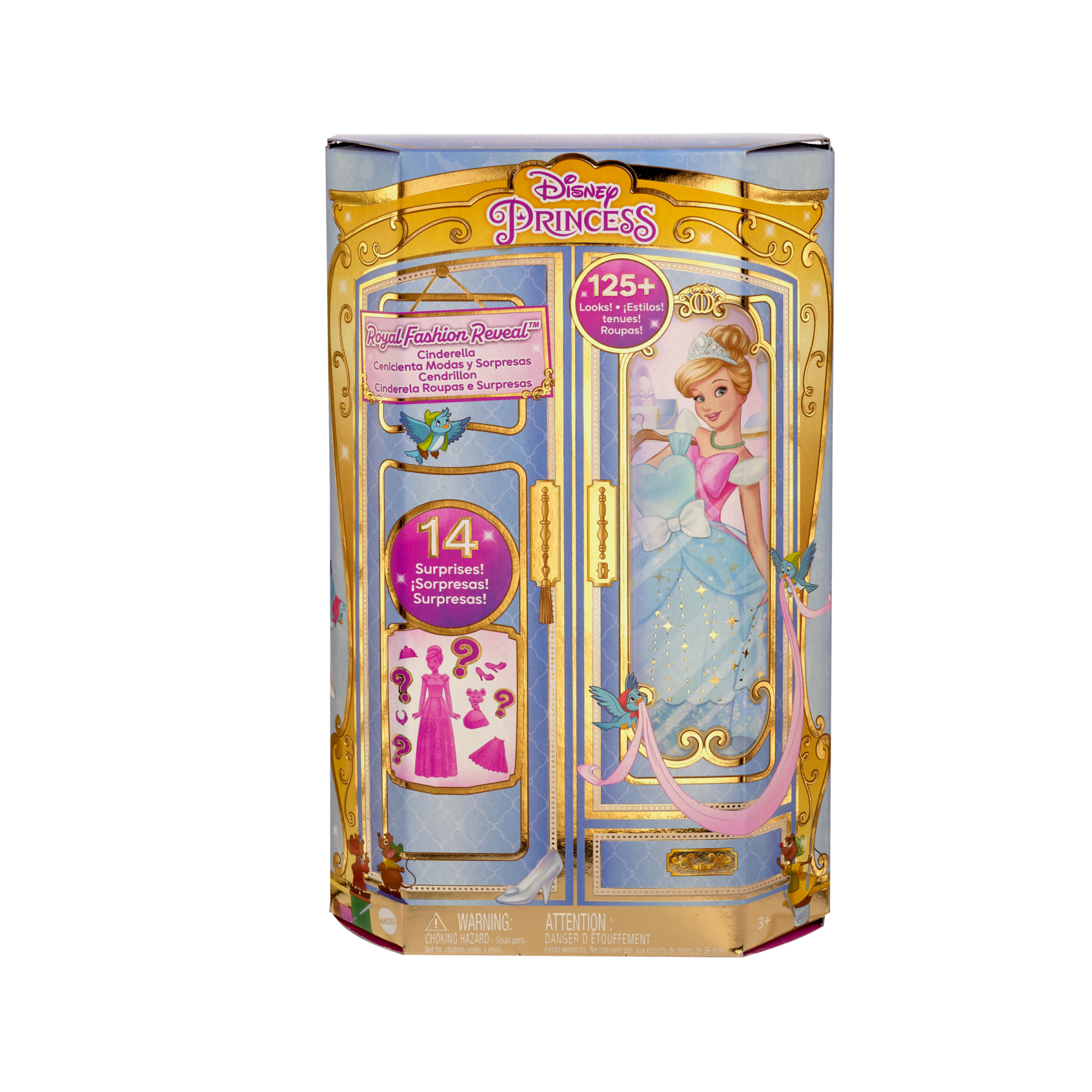 Disney princess - cenerentola royal fashion reveal, bambola con mini personaggio, 12 abiti e accessori a sorpresa inclusi, ispirati ai film disney, 3+ anni, hmk53 - DISNEY PRINCESS