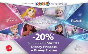 Scopri Disney Mattel e Frozen: raggiungi € 14,99 per te -20% a carrello
