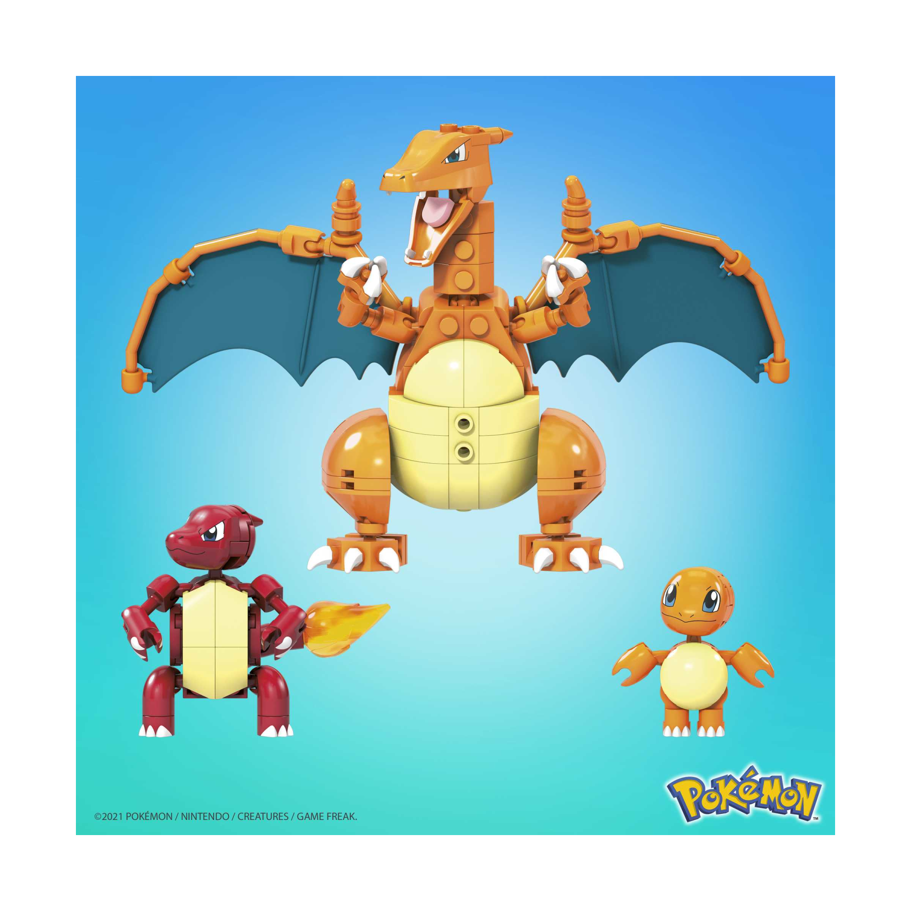 Mega pokémon - evoluzione di charmander, set da costruzione da 313 pezzi, include i personaggi charmander, charmeleon e charizard snodati, 7+ anni, hfg06 - 