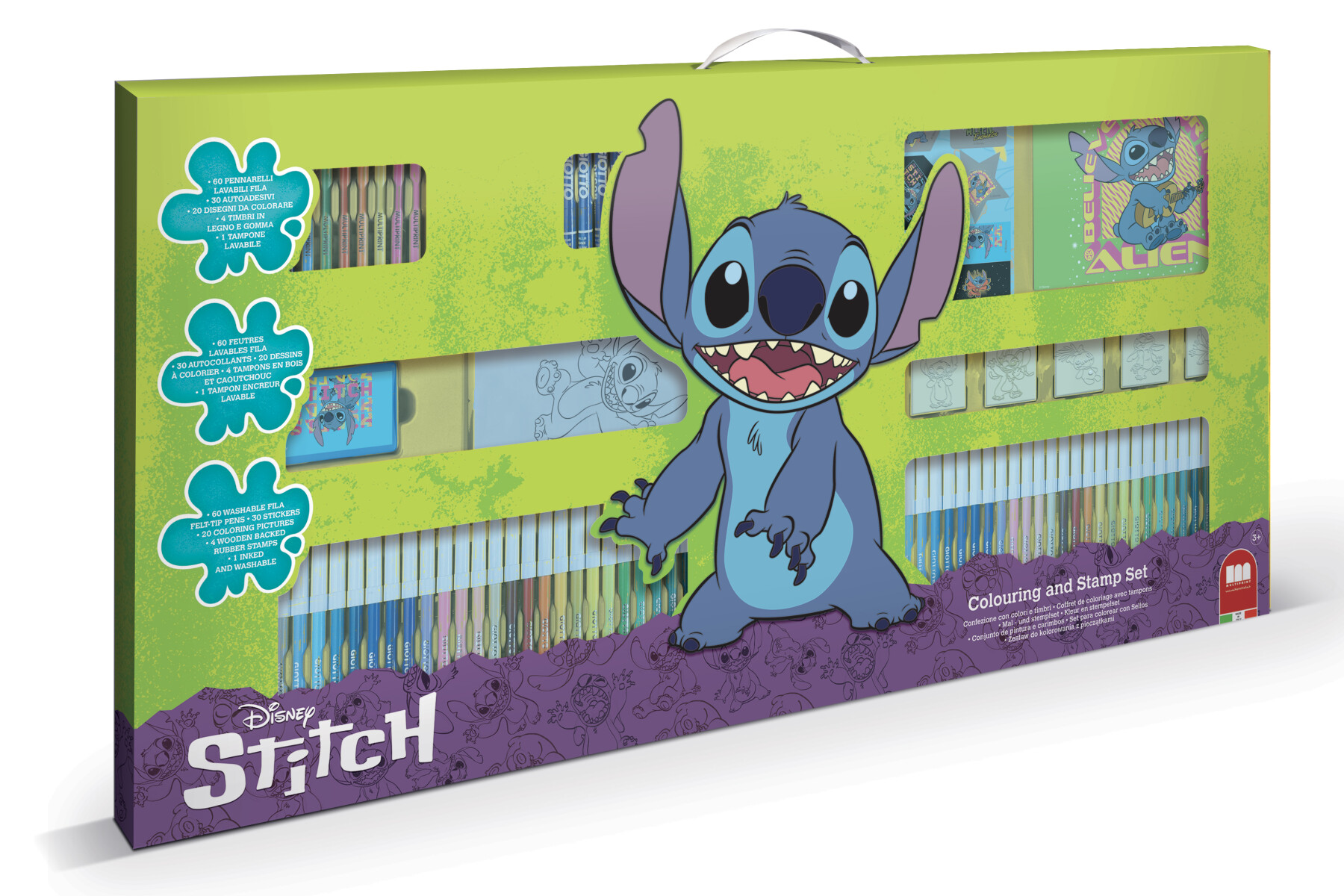 Set mega maxi coloring stitch - attività creativa con timbri e colori - Disney Stitch