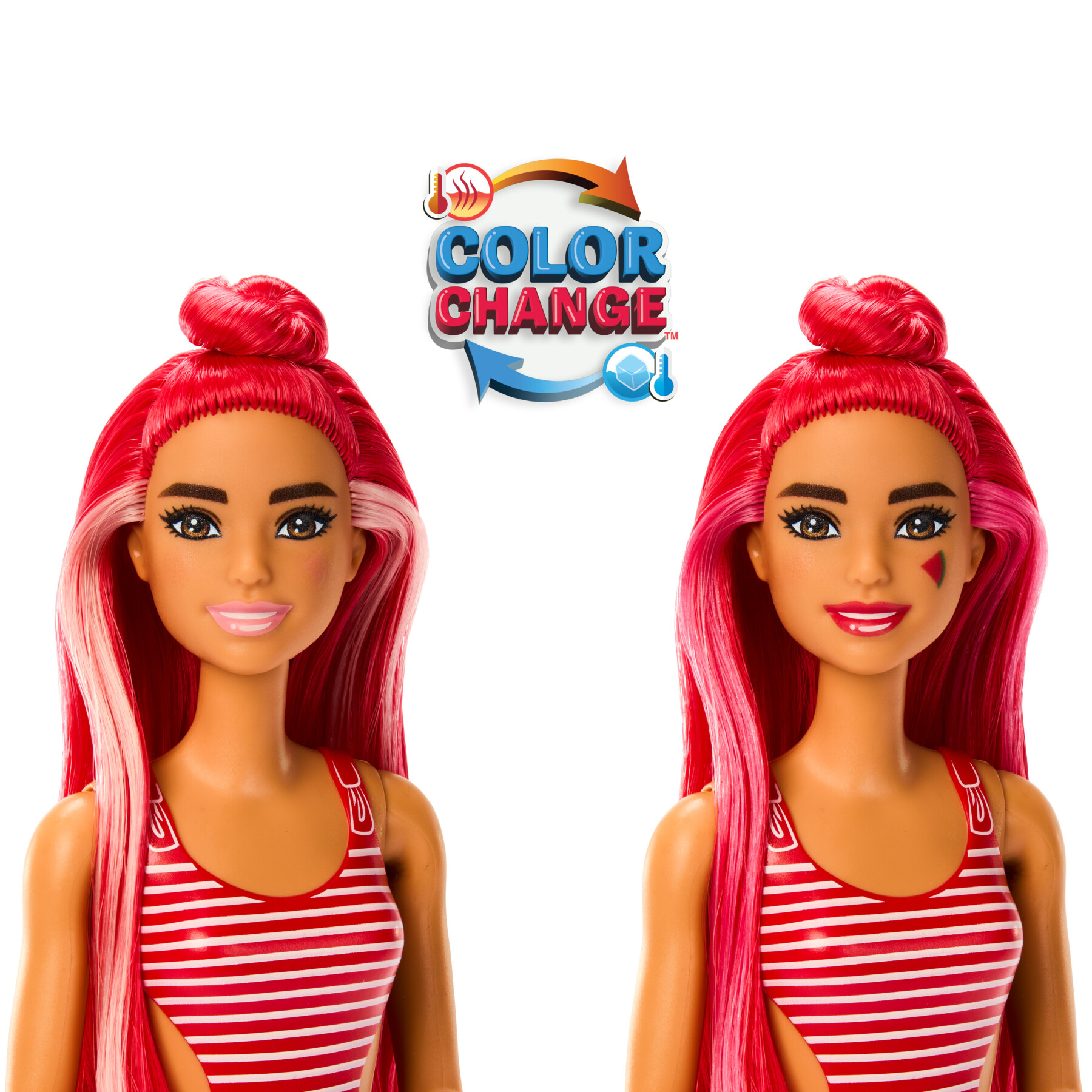 ​barbie pop! reveal serie frutta bambola, tema spremuta di anguria con 8 sorprese tra cui cucciolo e accessori slime - Barbie