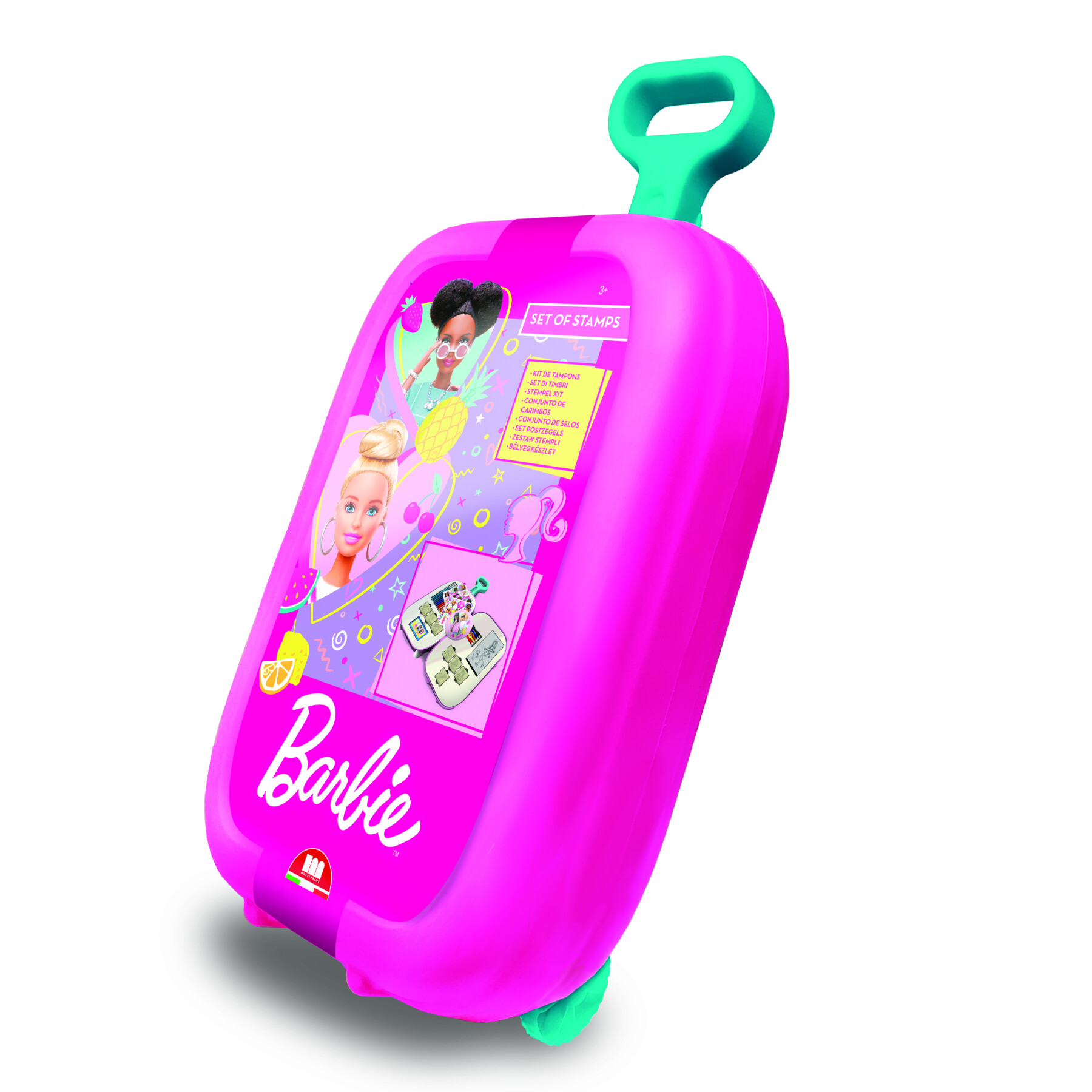 Multiprint - trolley barbie - coloring set con timbri e colori - Barbie