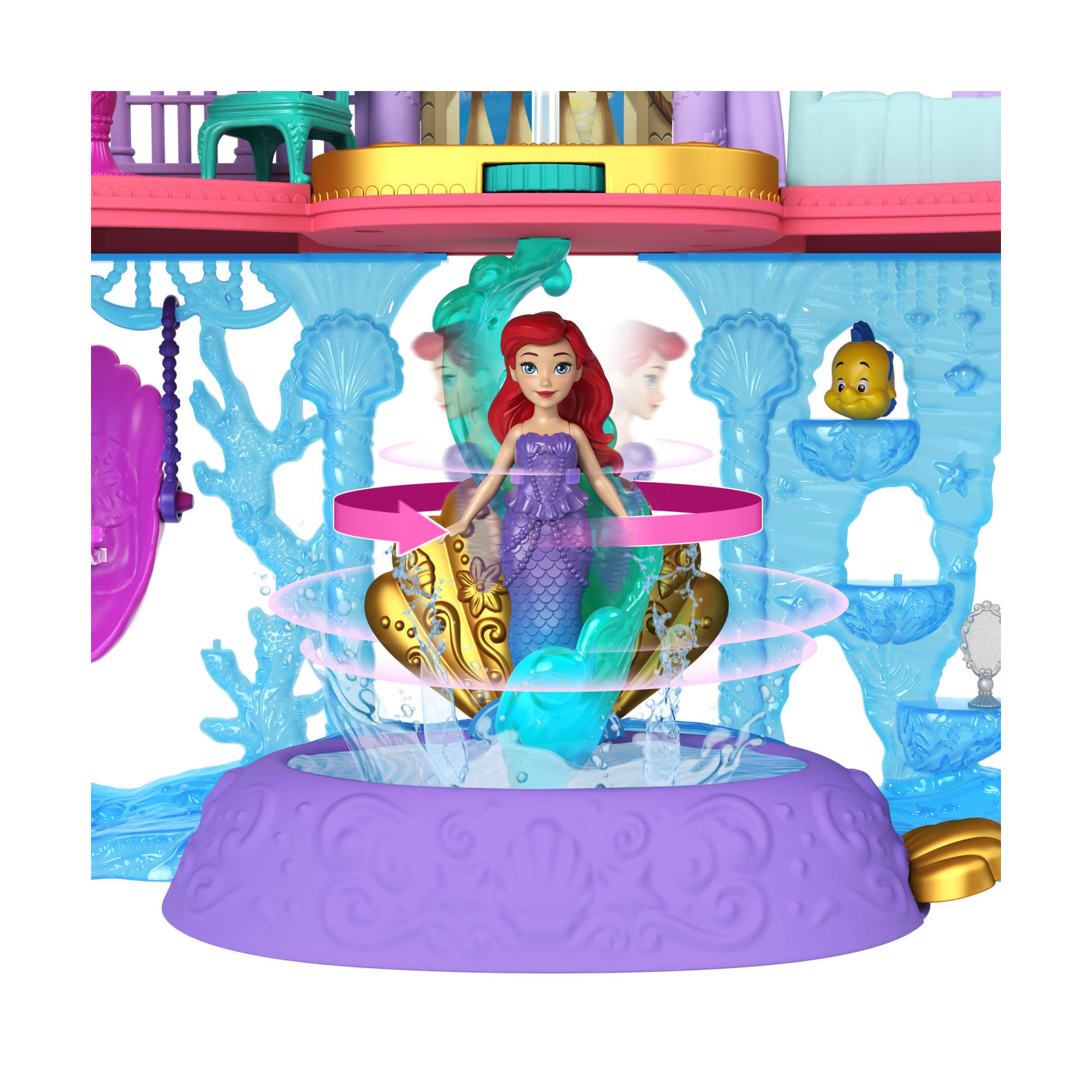 ​disney princess - il castello dei due mondi di ariel, set componibile ispirato al film disney, mini bambola e 1 amico, 12 accessori, 6 aree gioco e piscina, 3+ anni, hlw95 - DISNEY PRINCESS