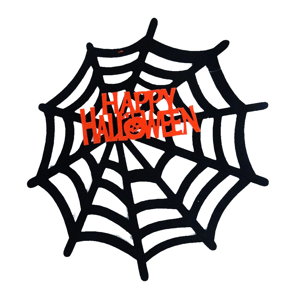 Ragnatela decorazione halloween in feltro con scritta - 