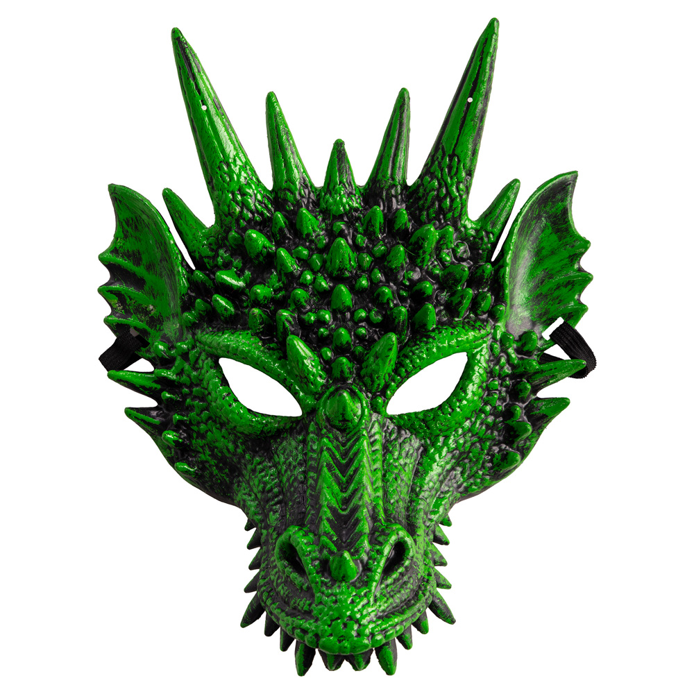 Maschera viso intero drago verde - accessorio halloween originale - 