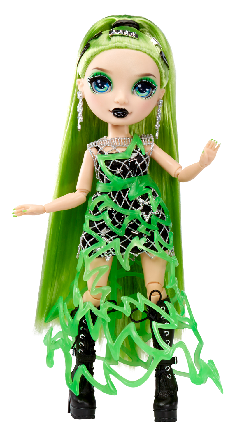 Rainbow high fantastic fashion doll - jade hunter - bambola alla moda verde  e set da gioco con 2 abiti e accessori moda