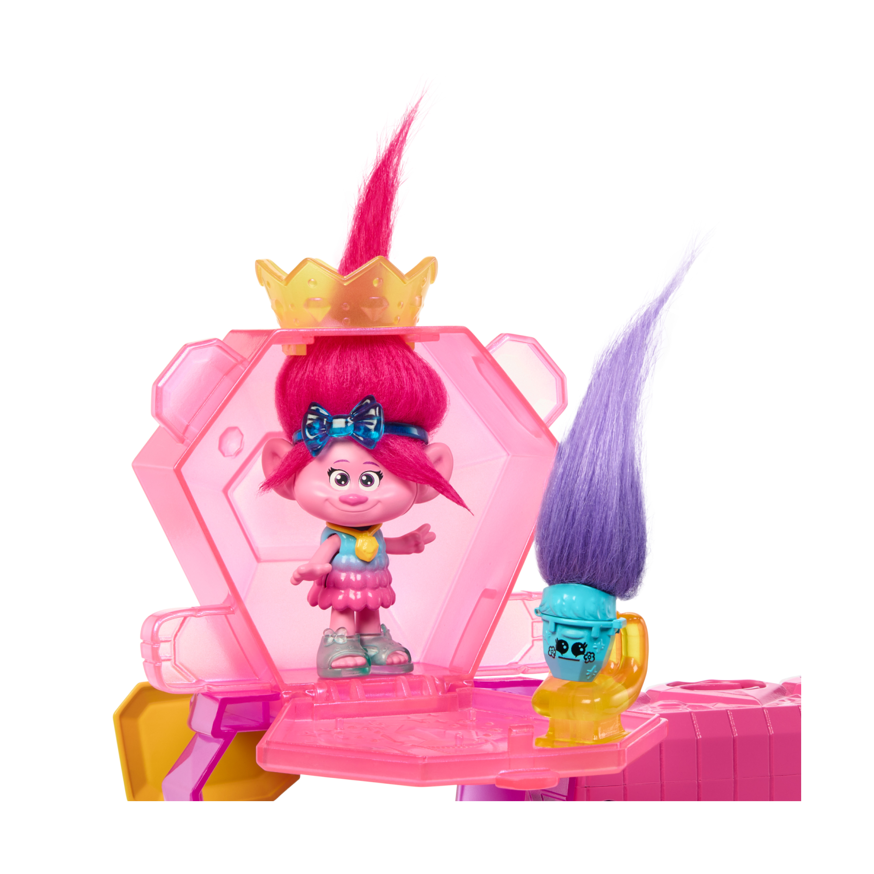 Dreamworks trolls tutti insieme - playset mount rageous, con una mini bambola regina poppy, 4 amici hair pops e 25+ accessori inclusi, ispirato al film, 3+ anni, hnv37 - Trolls