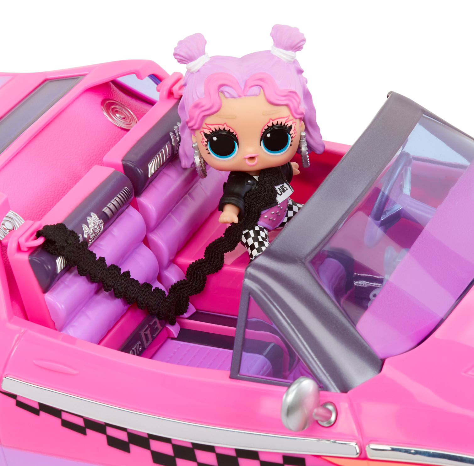 L.o.l. surprise! city cruiser - auto sportiva rosa e viola con caratteristiche favolose e un'esclusiva bambola beeps inclusa - LOL