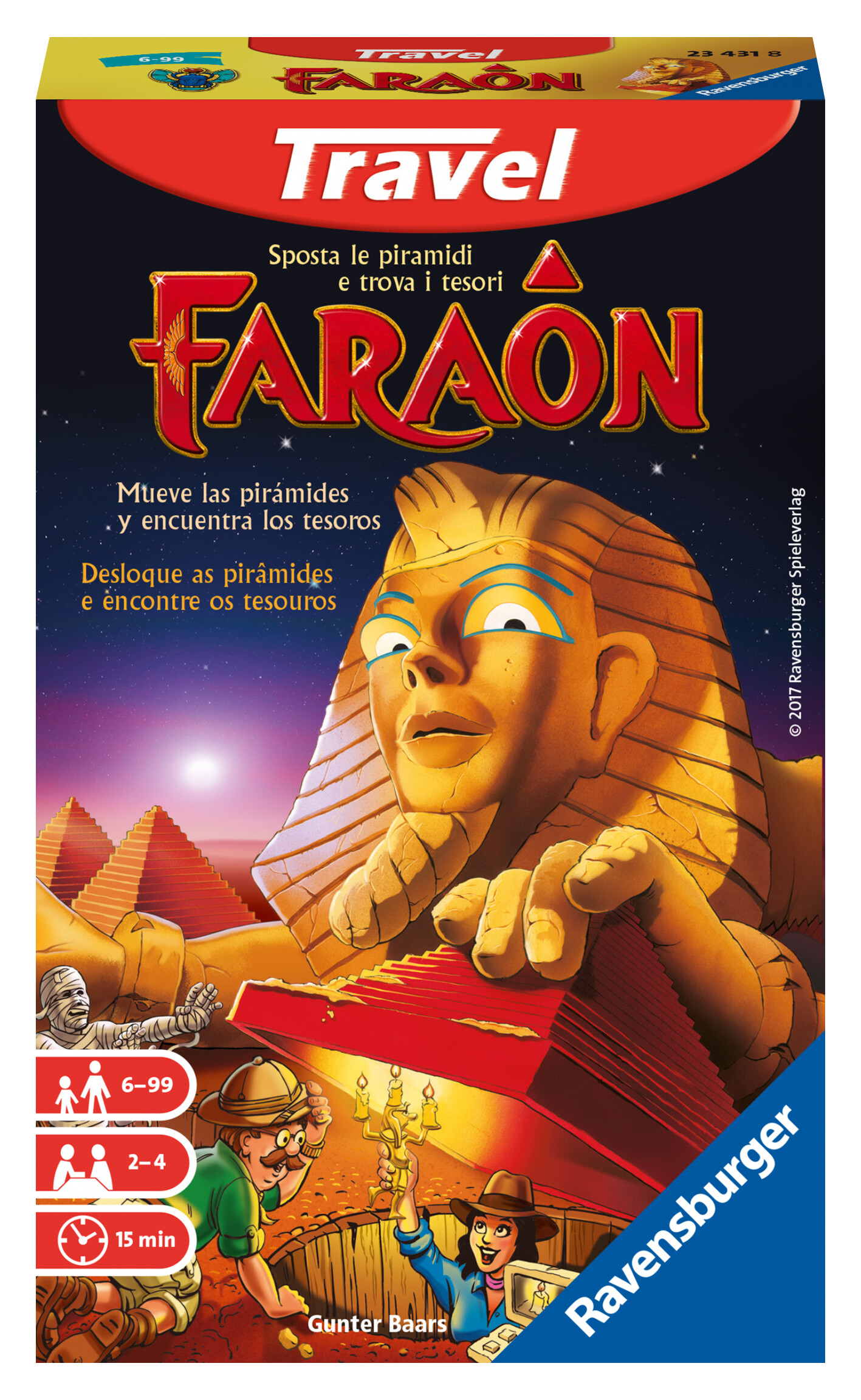 Ravensburger - faraon travel edition, gioco da tavolo tascabile, 2-4 giocatori, 6+ anni - RAVENSBURGER