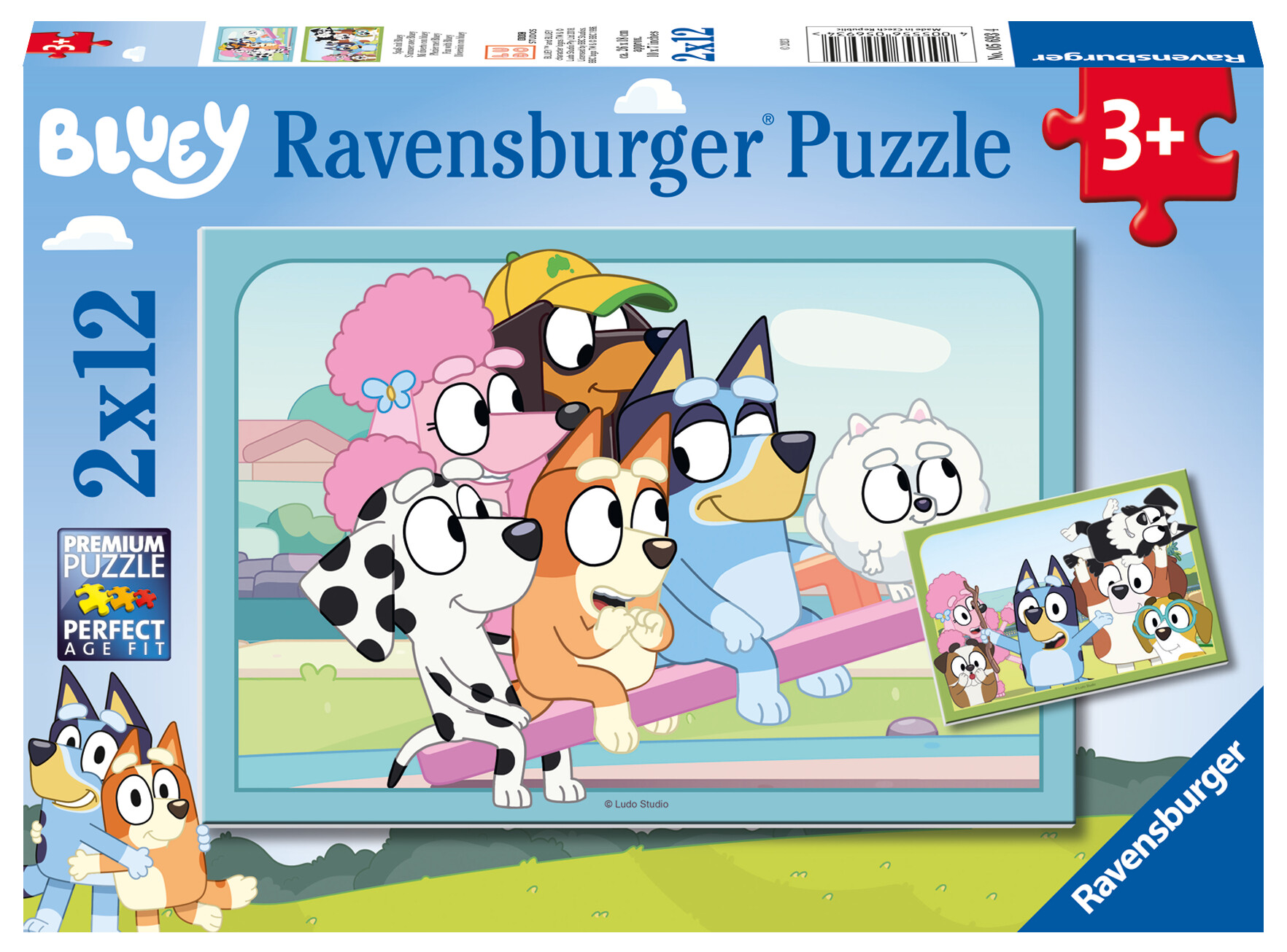Ravensburger - puzzle illustrato bluey, collezione 2x12, 2 puzzle da 12 pezzi, età raccomandata 3+ anni - RAVENSBURGER