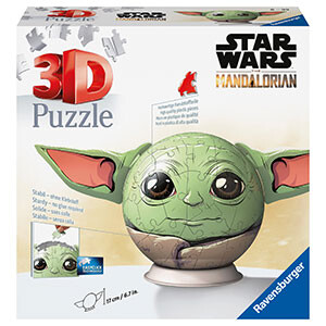 Ravensburger - 3d puzzle grogu con le orecchie, 72 pezzi, 6+ anni - RAVENSBURGER 3D PUZZLE, Star Wars