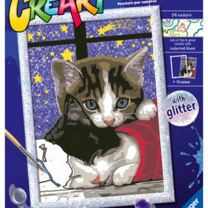 Ravensburger - creart serie d: gattini, kit per dipingere con i numeri, contiene una tavola prestampata, pennello, colori e accessori, gioco creativo per bambini 7+ anni - RAVENSBURGER