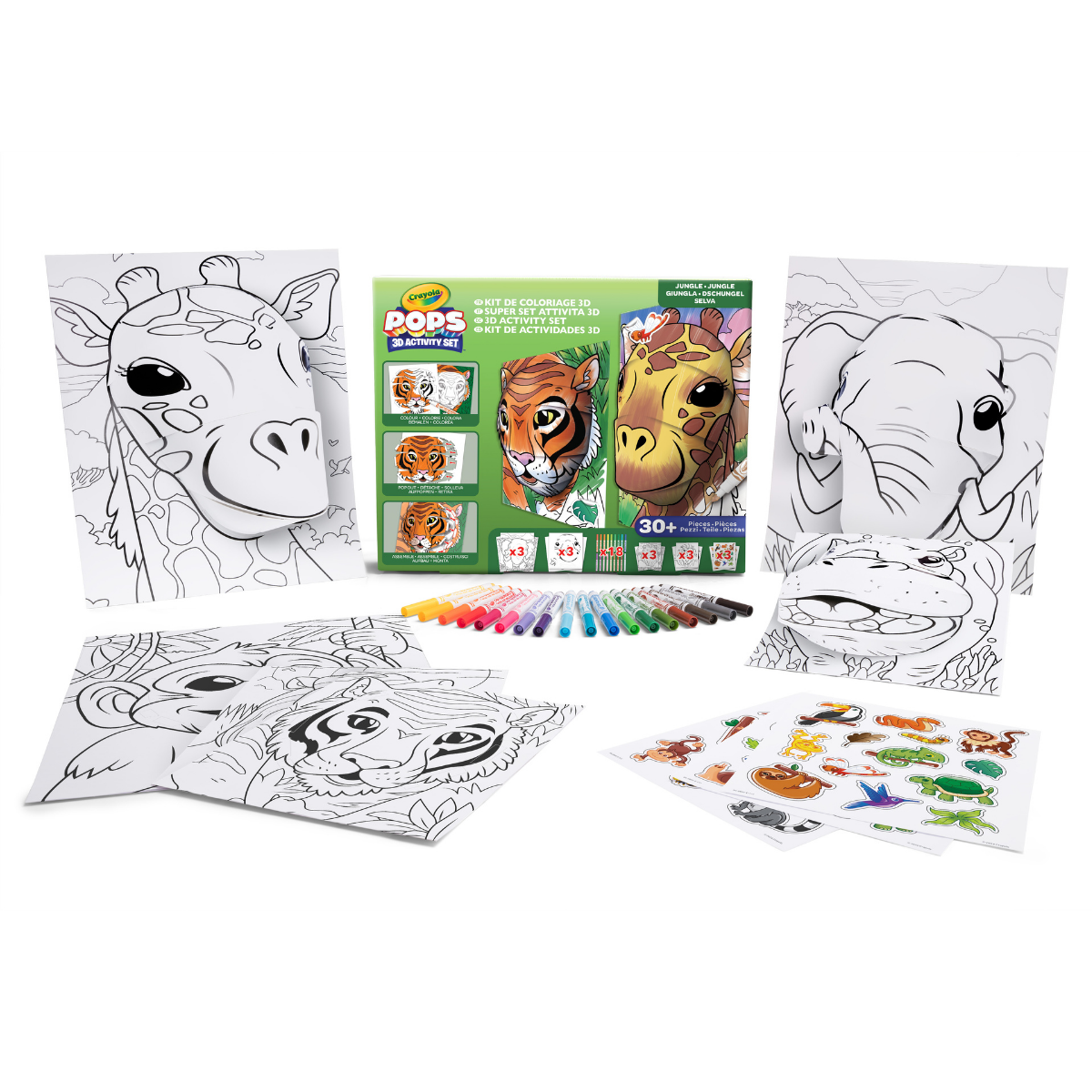 Crayola pops 3d activity set animali della giungla – colora e crea disegni tridimensionali - CRAYOLA