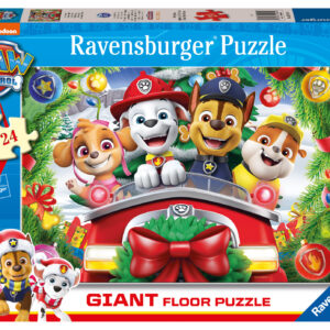 Ravensburger - puzzle paw patrol christmas, collezione 24 giant pavimento, 24 pezzi, età raccomandata 3+ anni - RAVENSBURGER