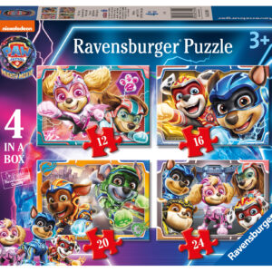 Ravensburger - puzzle paw patrol the mighty movie, collezione 4 in a box, 4 puzzle da 12-16-20-24 pezzi, età raccomandata 3+ anni - RAVENSBURGER