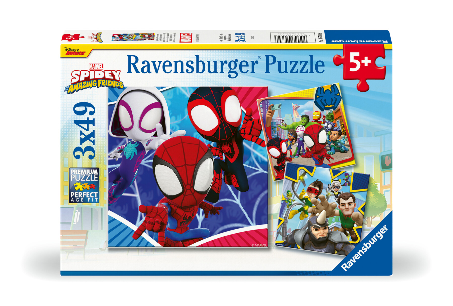 Ravensburger - puzzle spidey, collezione 3x49, 3 puzzle da 49 pezzi, età raccomandata 5+ anni - RAVENSBURGER, SPIDEY, MARVEL