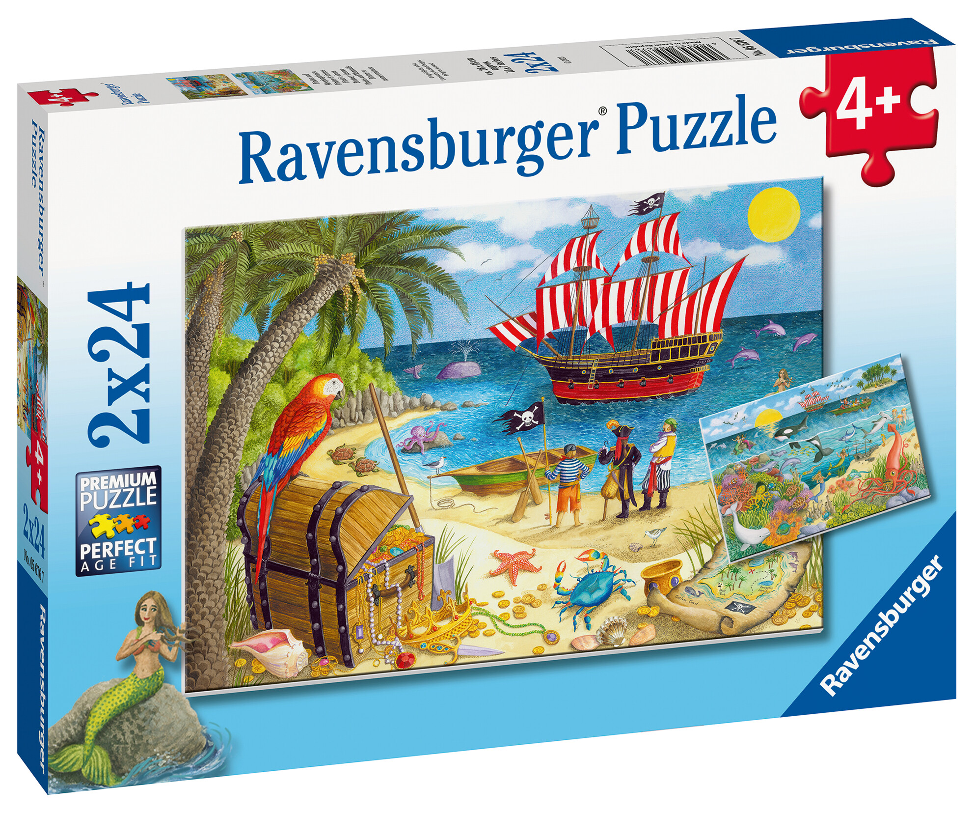Ravensburger - puzzle pirati e sirene, collezione 2x24, 2 puzzle da 24 pezzi, età raccomandata 4+ anni - RAVENSBURGER