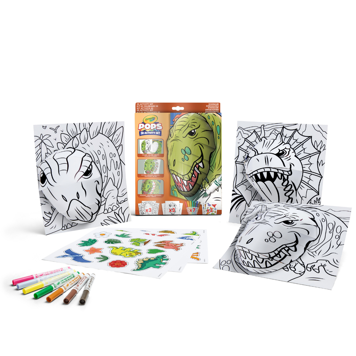 Crayola pops 3d activity set dinosauri – colora e crea disegni tridimensionali - CRAYOLA