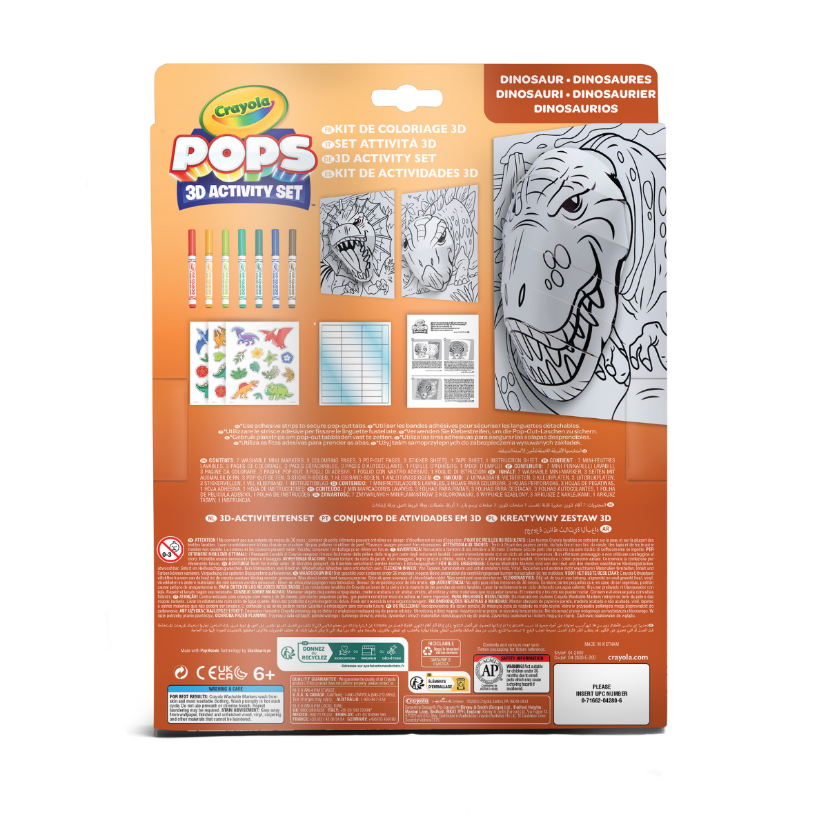 Crayola pops 3d activity set dinosauri – colora e crea disegni tridimensionali - CRAYOLA