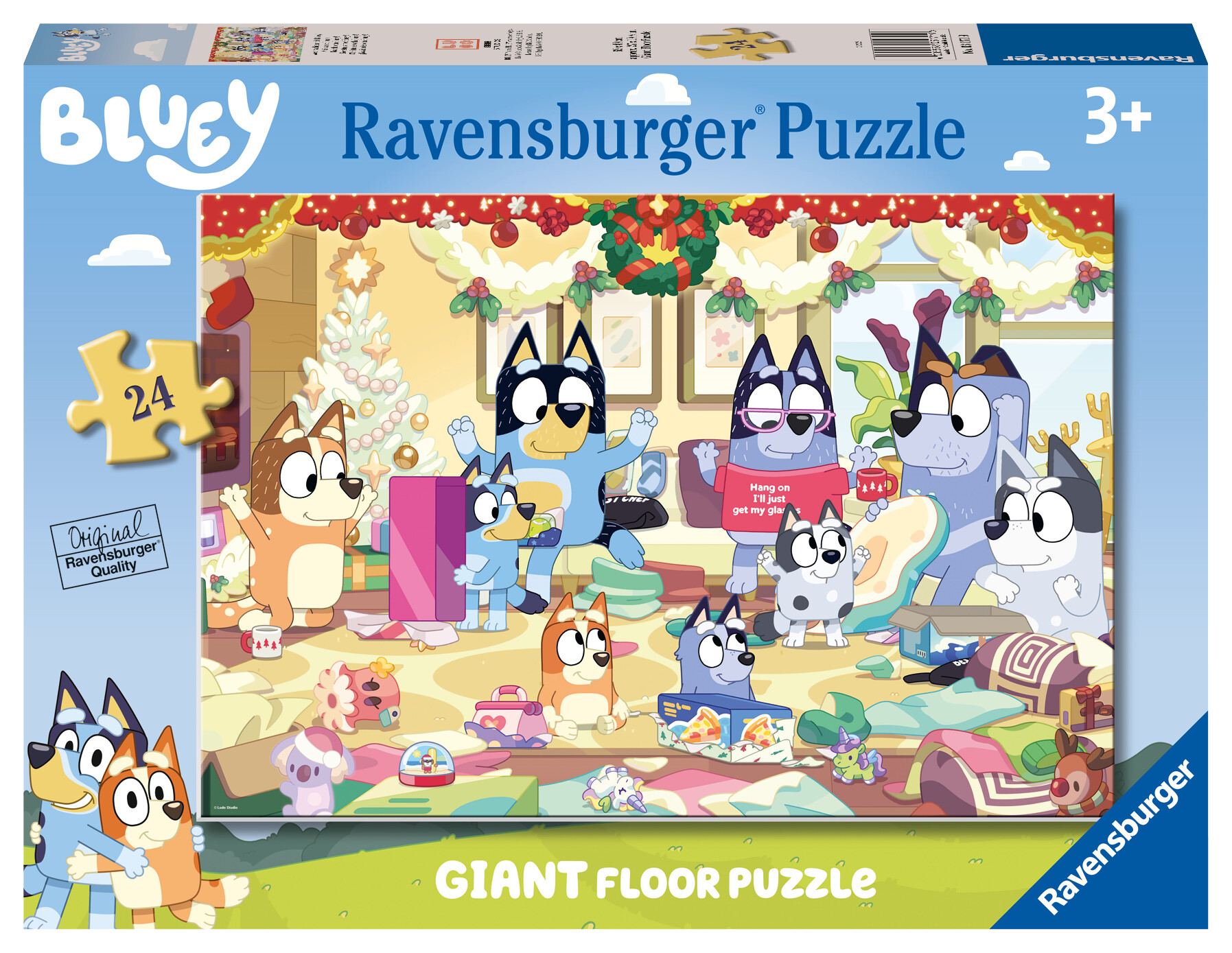 Ravensburger - puzzle natale con bluey, collezione 24 giant pavimento, 24 pezzi, età raccomandata 3+ anni - RAVENSBURGER