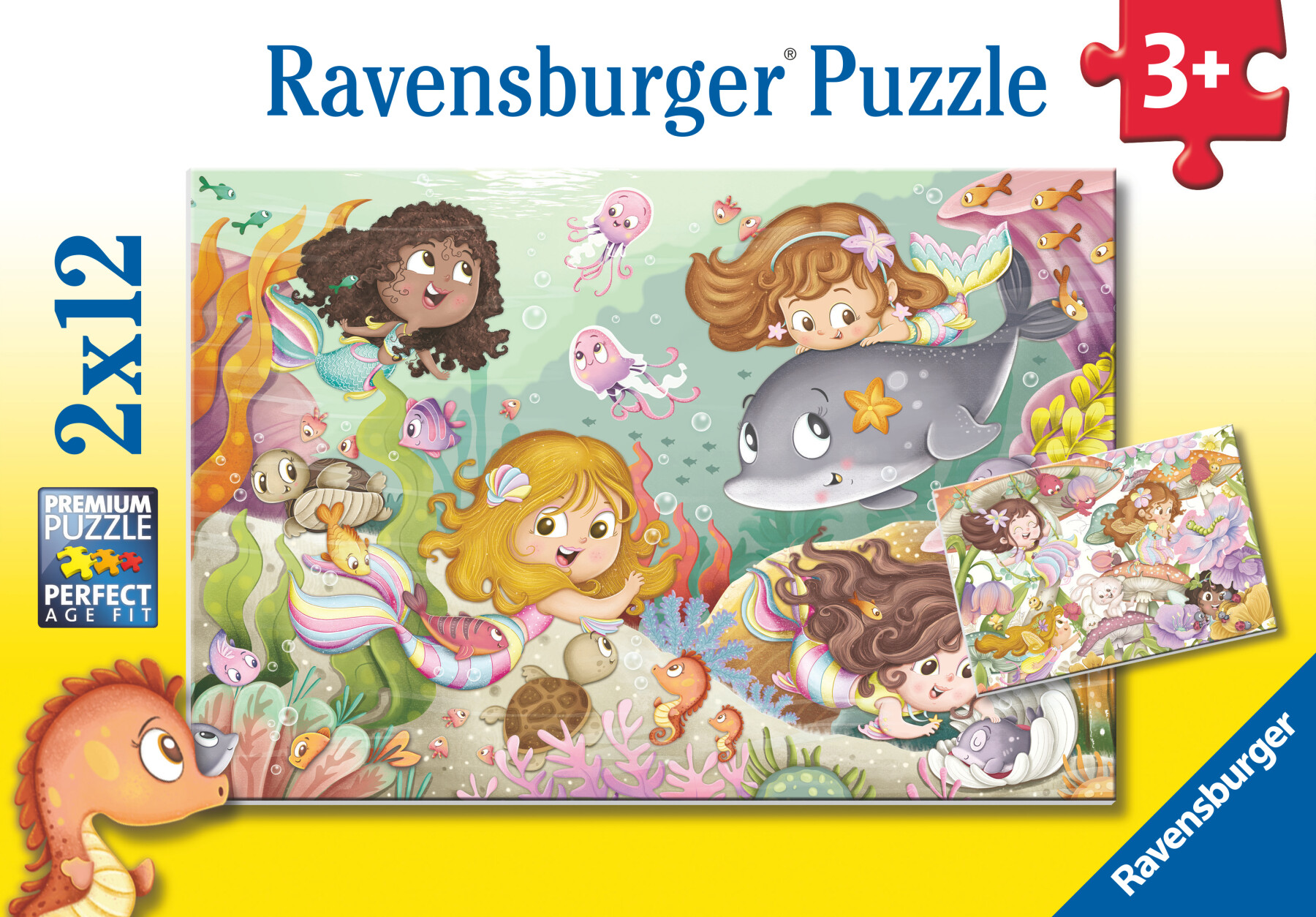 Ravensburger - puzzle illustrato fatine e sirene, collezione 2x12, 2 puzzle da 12 pezzi, età raccomandata 3+ anni - RAVENSBURGER