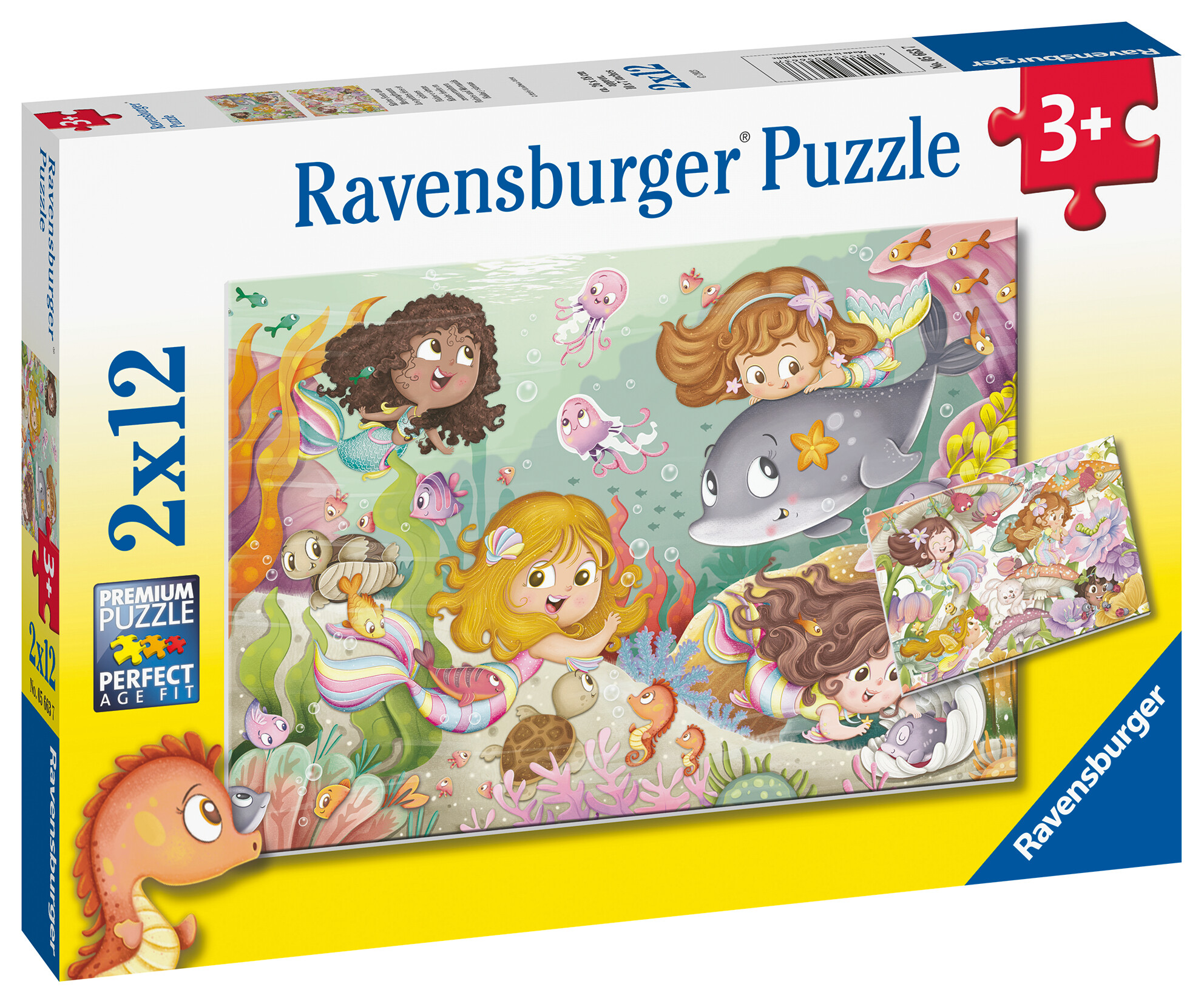 Ravensburger - puzzle illustrato fatine e sirene, collezione 2x12, 2 puzzle da 12 pezzi, età raccomandata 3+ anni - RAVENSBURGER