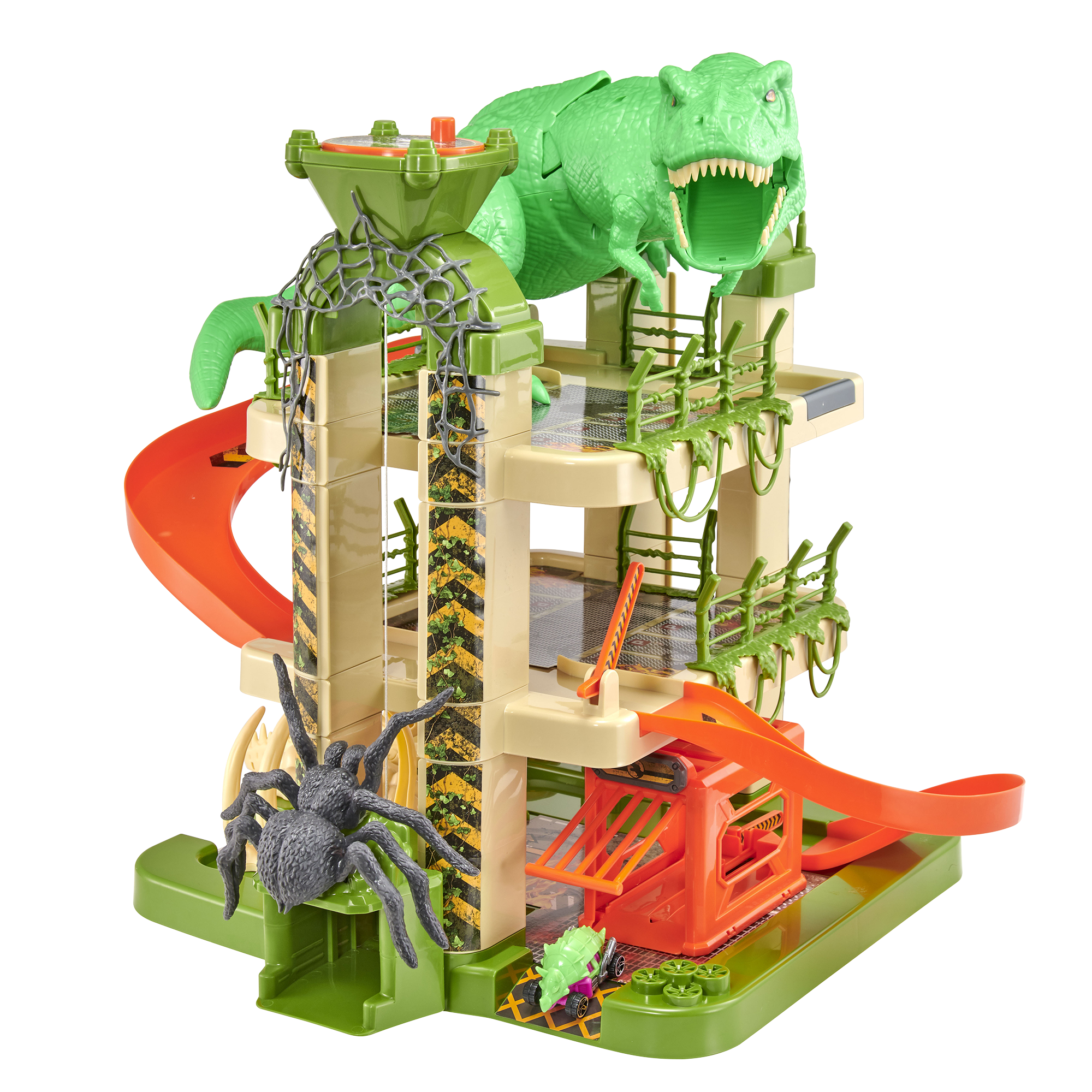 Garage giocattolo motor & co a 3 livelli con 3 auto monster machines - incluso ragno gigante e tyrannosauro - altezza 52 cm - include 3 mini auto monster machines, perfetto per avventure dinamiche! - SUPERSTAR