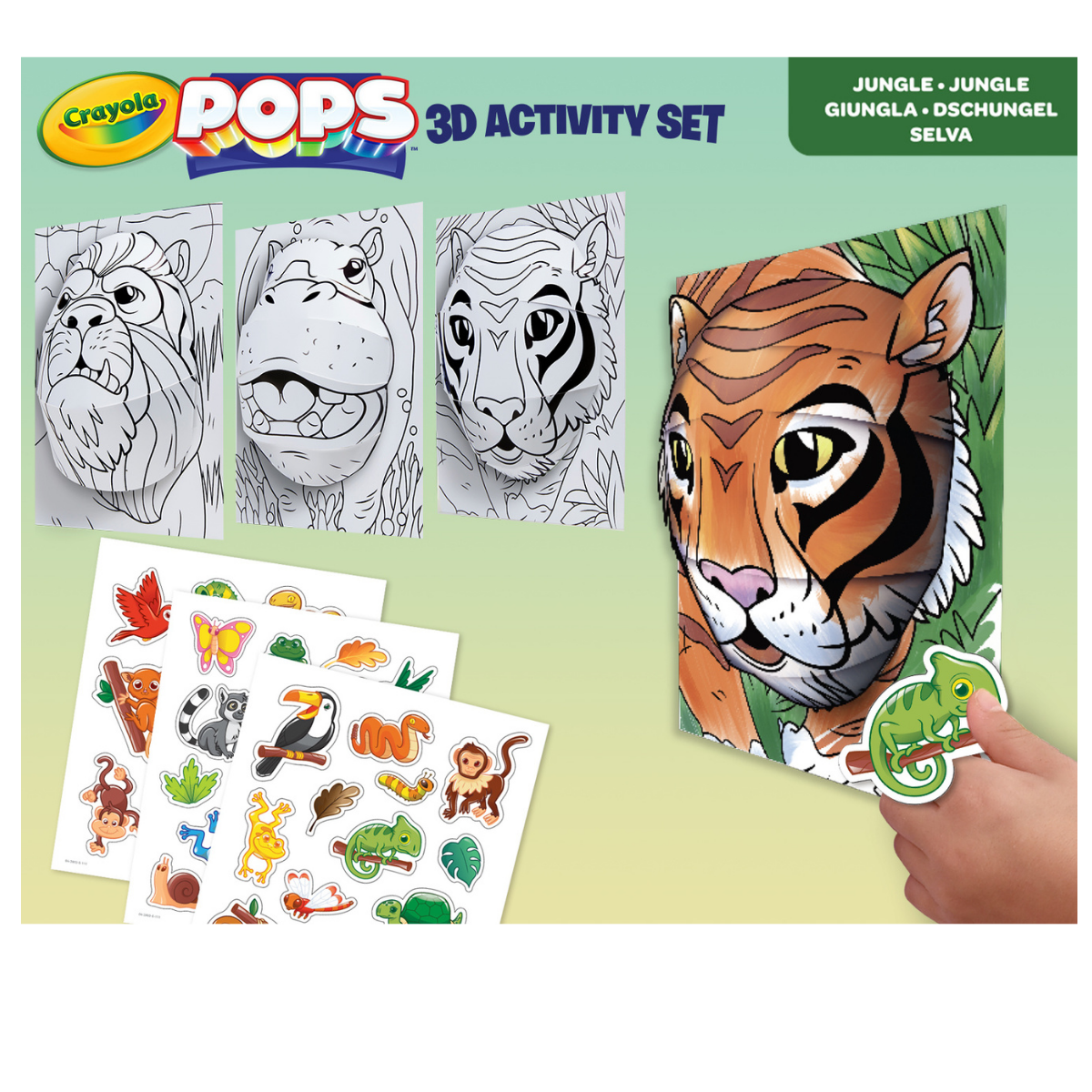 Crayola pops 3d activity set tigre e giungla – colora e crea disegni tridimensionali - CRAYOLA
