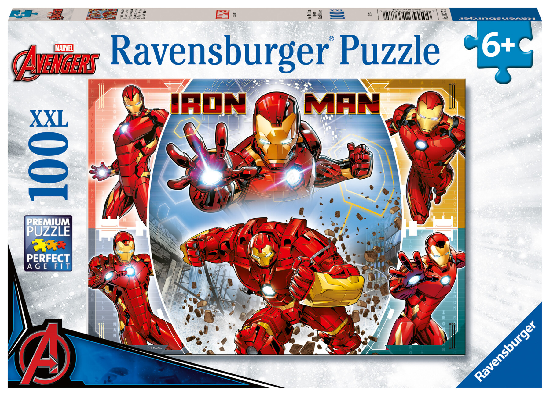 Ravensburger - puzzle iron man, 100 pezzi xxl, età raccomandata 6+ anni - RAVENSBURGER, Avengers