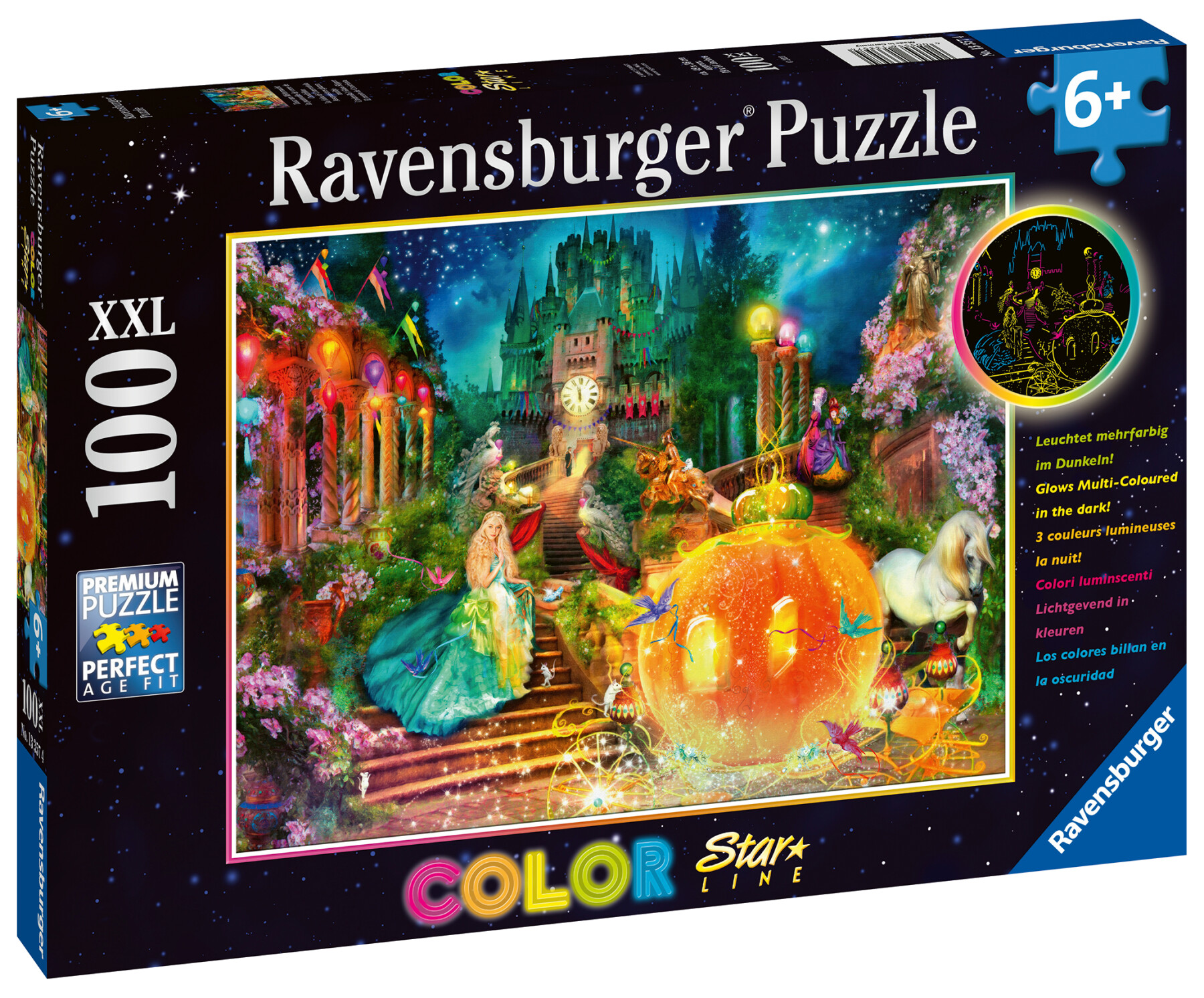 Ravensburger - puzzle cenerentola, 100 pezzi xxl, età raccomandata 6+ anni - DISNEY PRINCESS, RAVENSBURGER