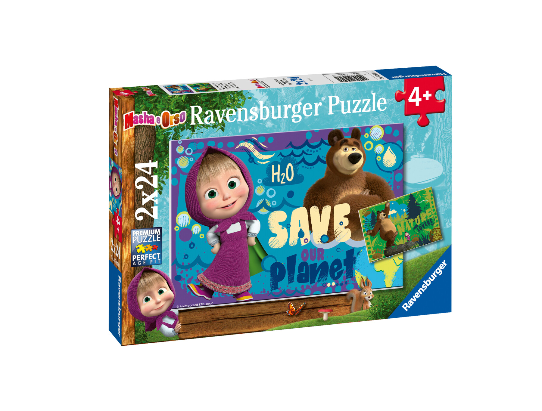 Ravensburger - puzzle masha e orso, collezione 2x24, 2 puzzle da 24 pezzi, età raccomandata 4+ anni - MASHA, RAVENSBURGER