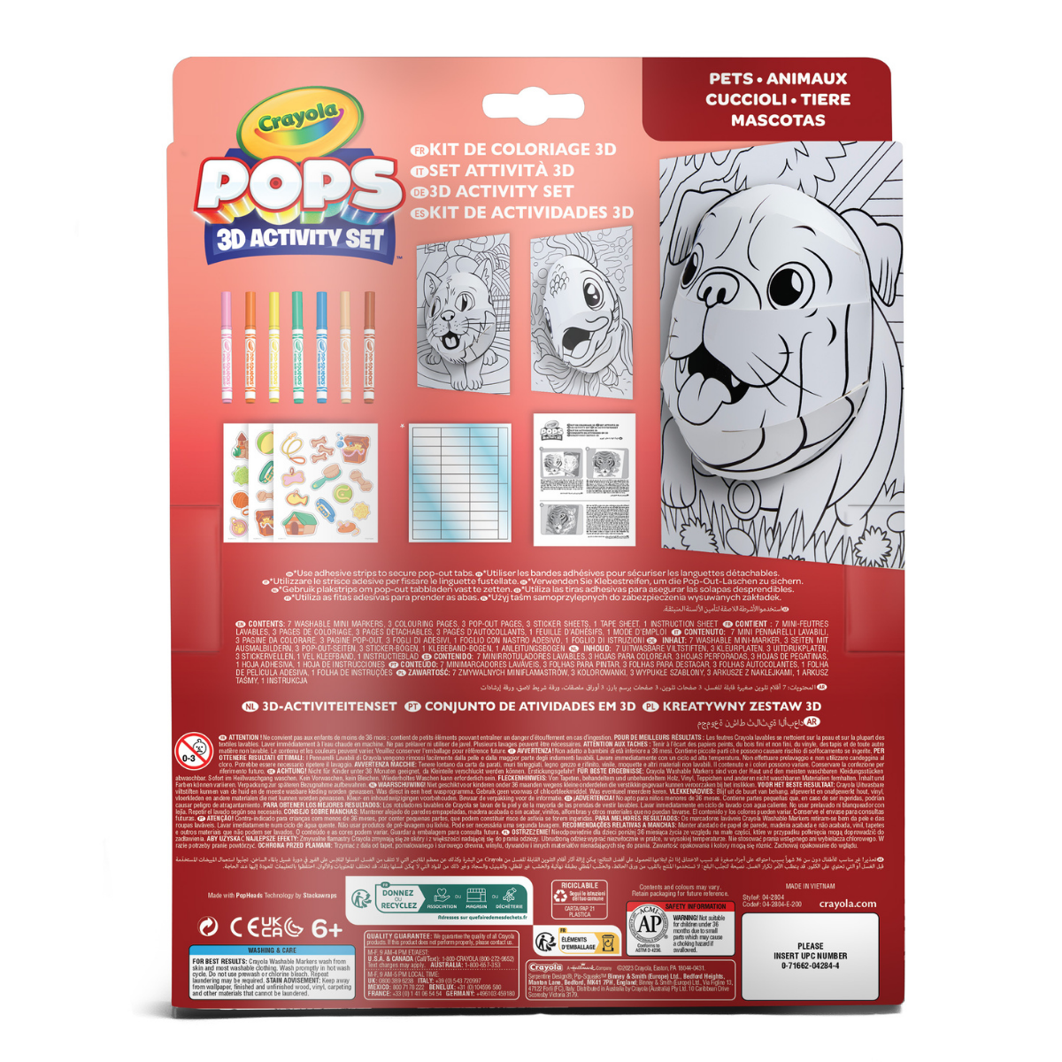 Crayola pops 3d activity set cuccioli - 3 soggetti - colora e crea disegni tridimensionali - CRAYOLA